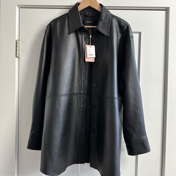 Quince Jackets & Blazers - NWT Quince 100% Leather Shirt Jacket
